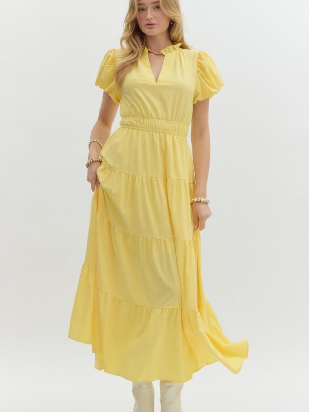 Solid ruffle maxi Dress